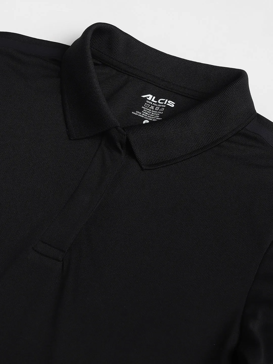 Alcis Women Black Anti-Static Soft-Touch Slim-Fit Training Polo Wonder T-Shirt