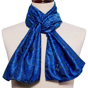 Barry Wang Luxury Blue Paisley Scarf