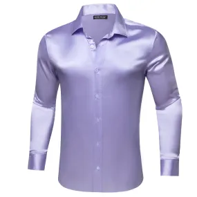 Barry.wang Light Purple Solid Silk Shirt