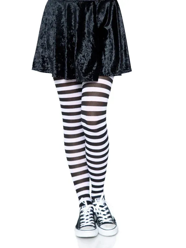 Black and White Striped Tights