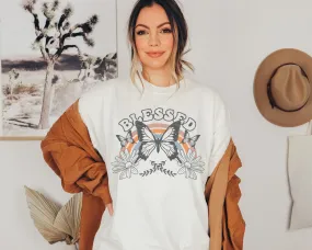 Blessed Retro Butterfly Boho Christian T-shirt