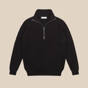 Cashmere alpine half zip sweater in dark brown
