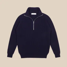Cashmere alpine half zip sweater in navy