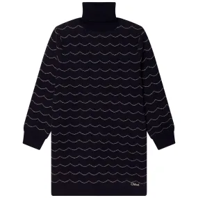 Chloe LS Turtleneck Dress w/ Embroidered Scallops