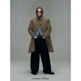Classic Plaid Quilted Wool Coat