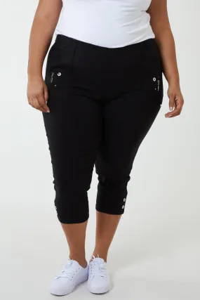 Curve Elasticated Waist Zip Detail Crop Trouser
