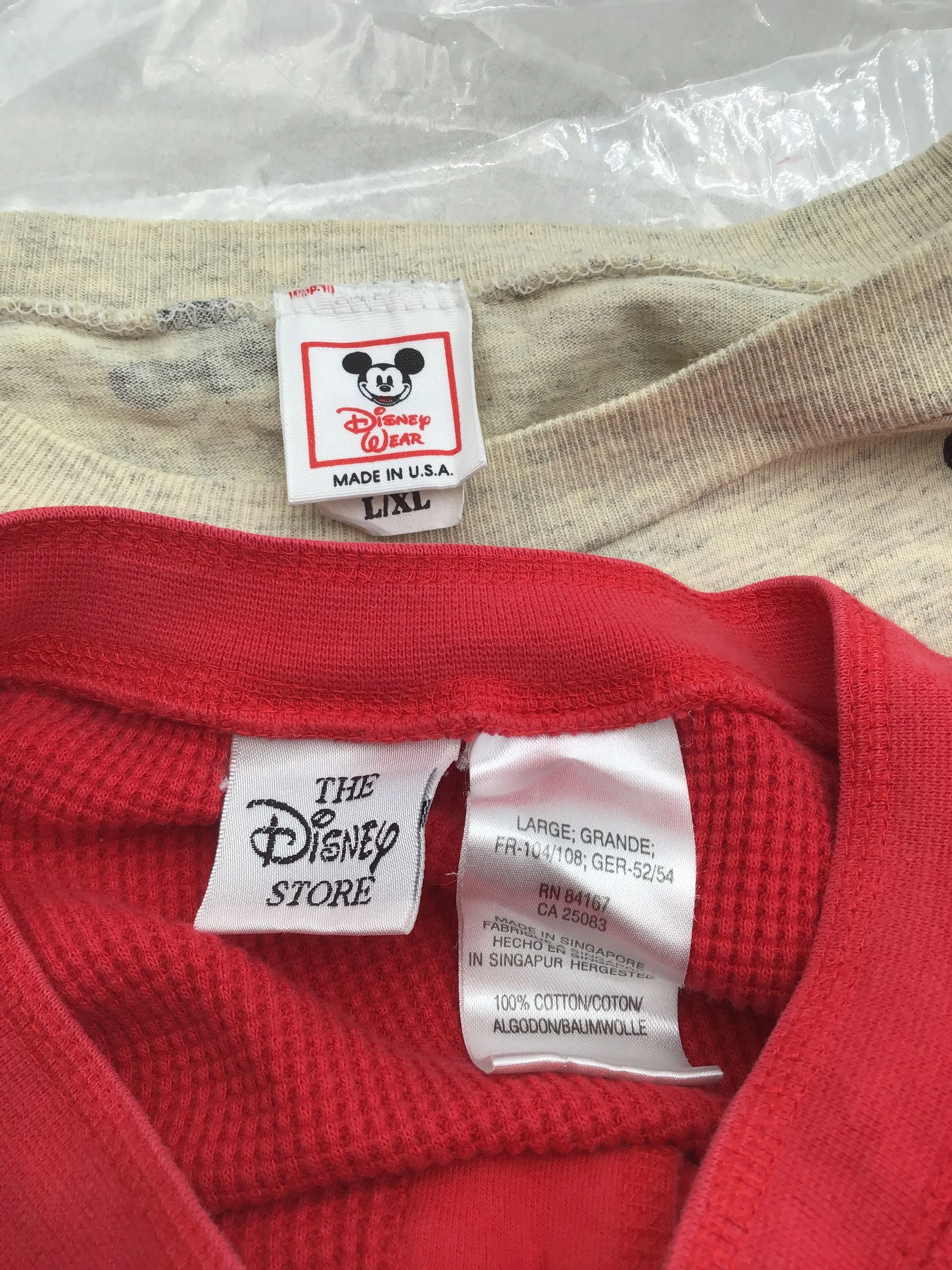 Disney Men's Red Thermal T-Shirt - Size Large Lot Of 2