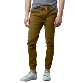 Galaxy by Harvic Men's Basic Stretch Twill Jogger Pants Brown  XL