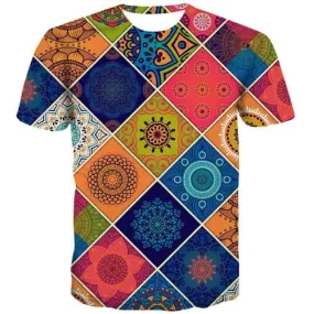 Geometric Flower T shirts Men Colorful Shirt Print Harajuku T-shirts Graphic Vintage Tshirt Anime Short Sleeve Hip hop Unisex