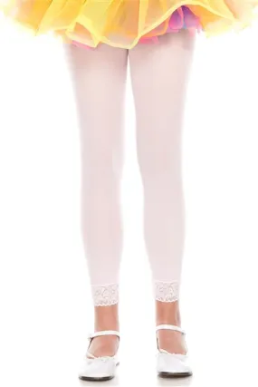 Girls' Footless Tights with lace trim