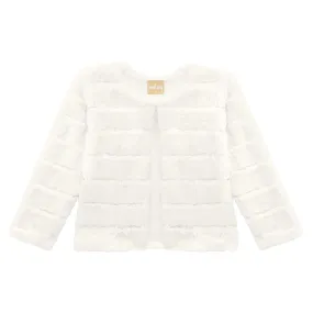 Girls Off White Faux Fur Coat