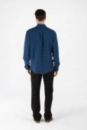 HEMP SILK LONG SLEEVE SHIRT - BLUE