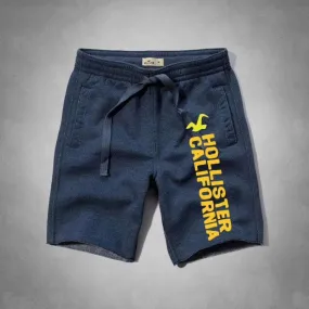 Hollister Men's Blue Spell Out Drawstring Tie Pocket Jogging Shorts