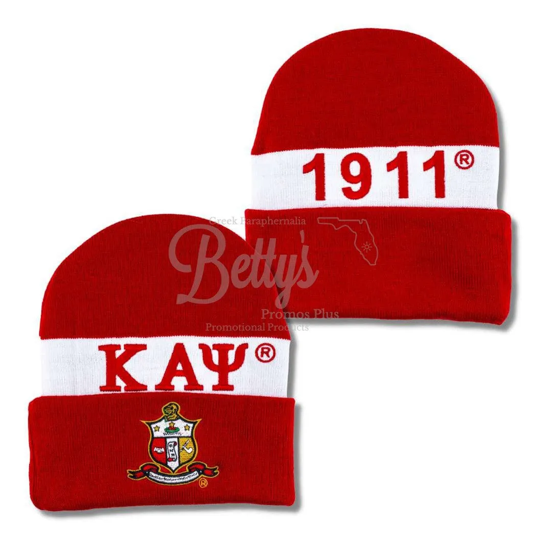 Kappa Alpha Psi ΚΑΨ 1911 Embroidered Shield Knit Crest Beanie