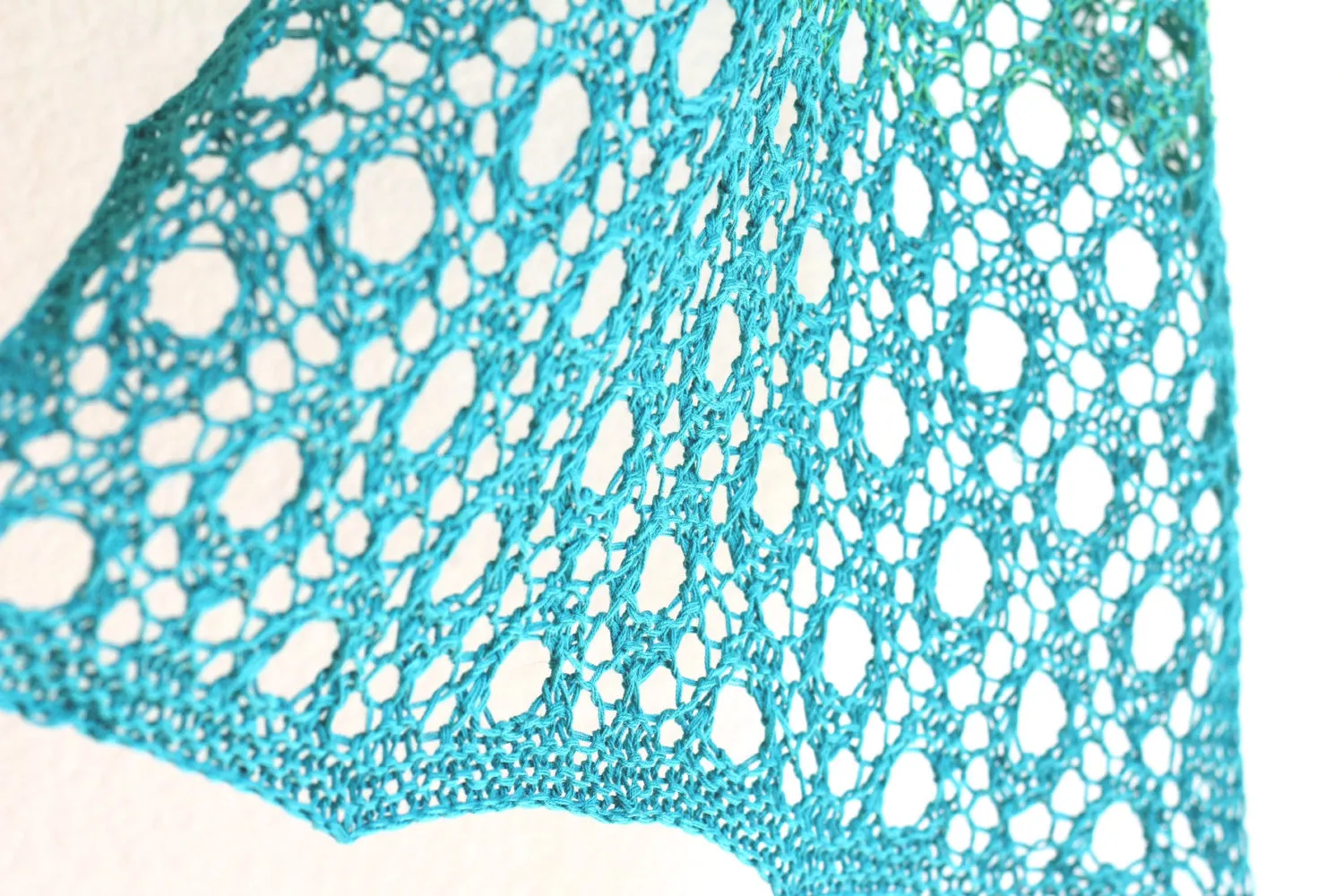 Knit shawl in gradient yellow, green and teal colors, knitted wrap, gift for her