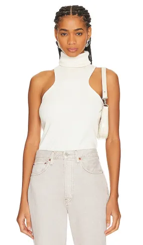 Lanston Turtleneck Racer Tank in Ivory