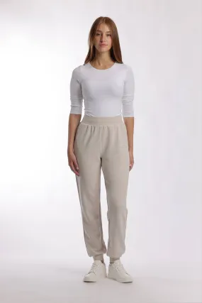 Lazypants - Premium luxe sueded scuba jogger in bone