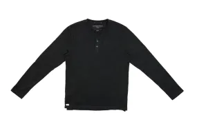 Long Sleeve Organic Cotton Henley in Dark Olive