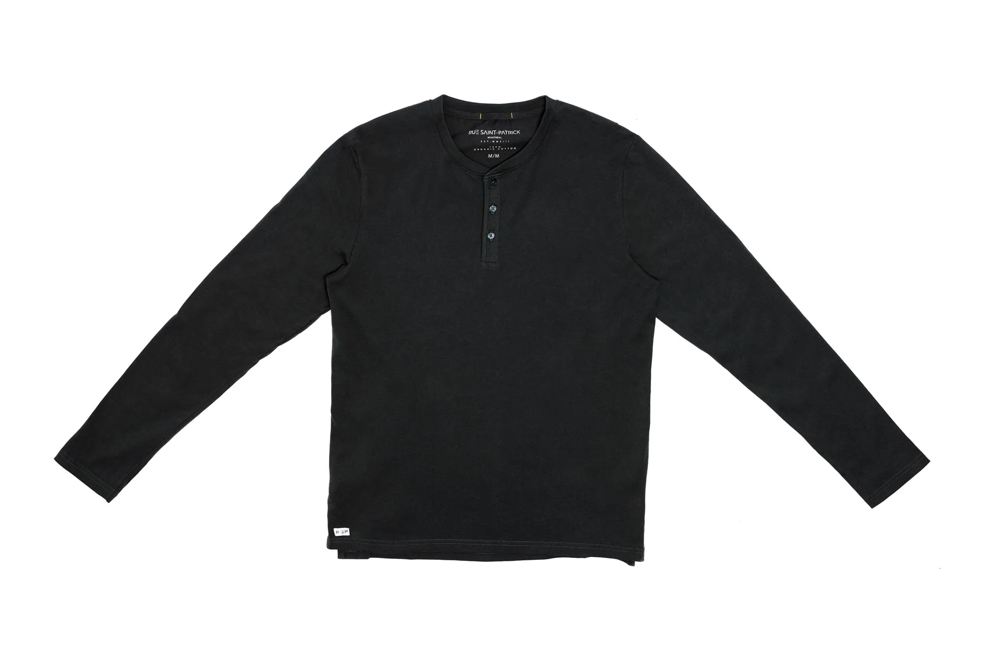 Long Sleeve Organic Cotton Henley in Dark Olive