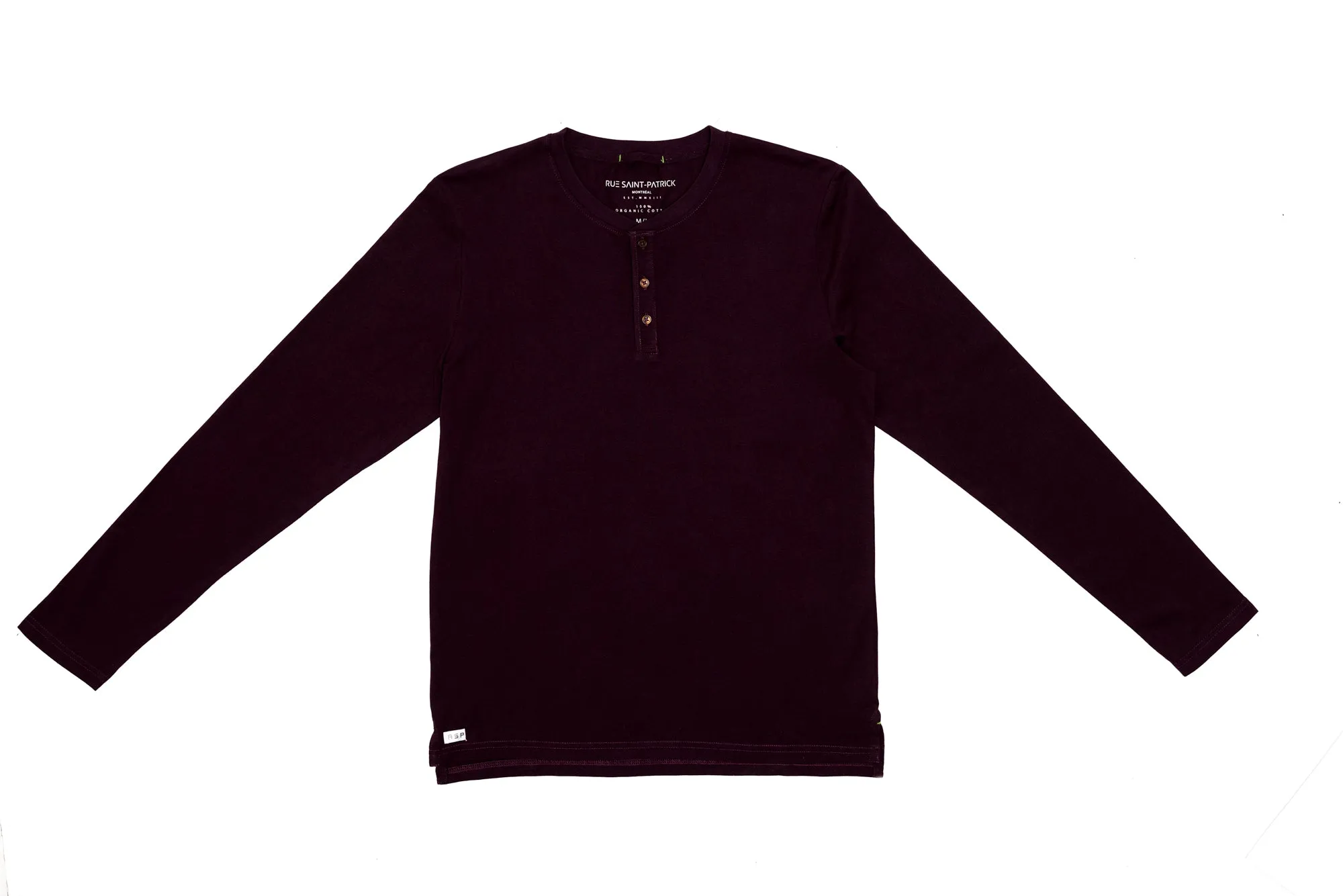 Long Sleeve Organic Cotton Henley in Merlot