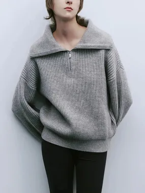 Lucie - Gebreide Turtleneck Dames Trui Met Rits