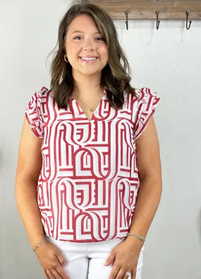 Marley Touchdown Top in Crimson/White by Michelle McDowell