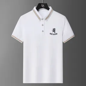 Men's Summer Embroidered Polo T-Shirt - Slim Fit Casual Top