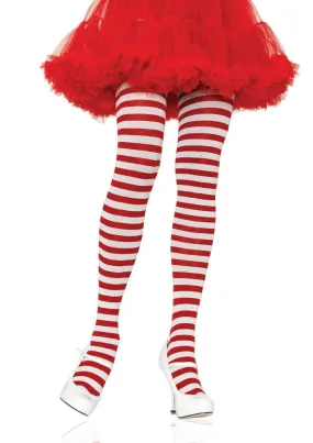 Plus Size Red and White Striped Tights