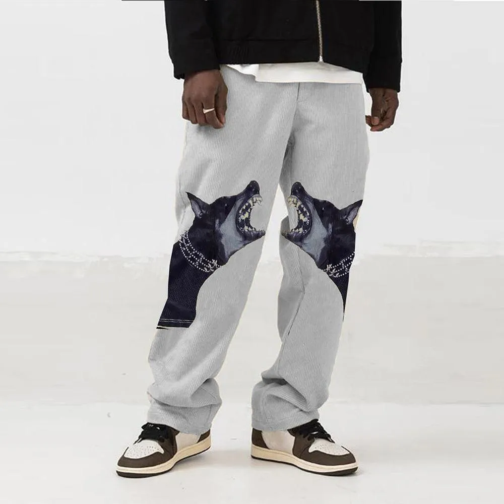 Printed casual loose trousers