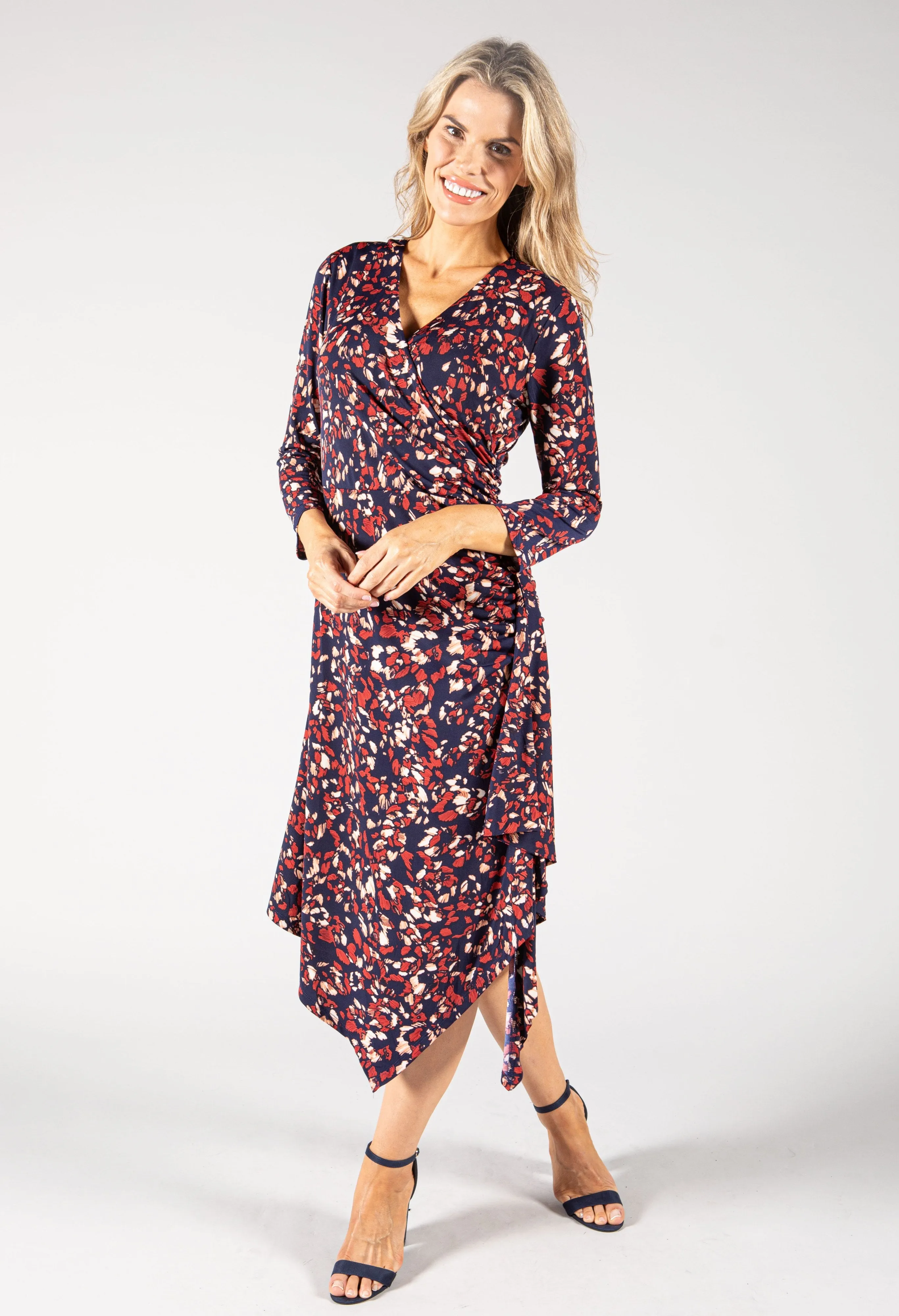 Printed Midi Wrap Dress