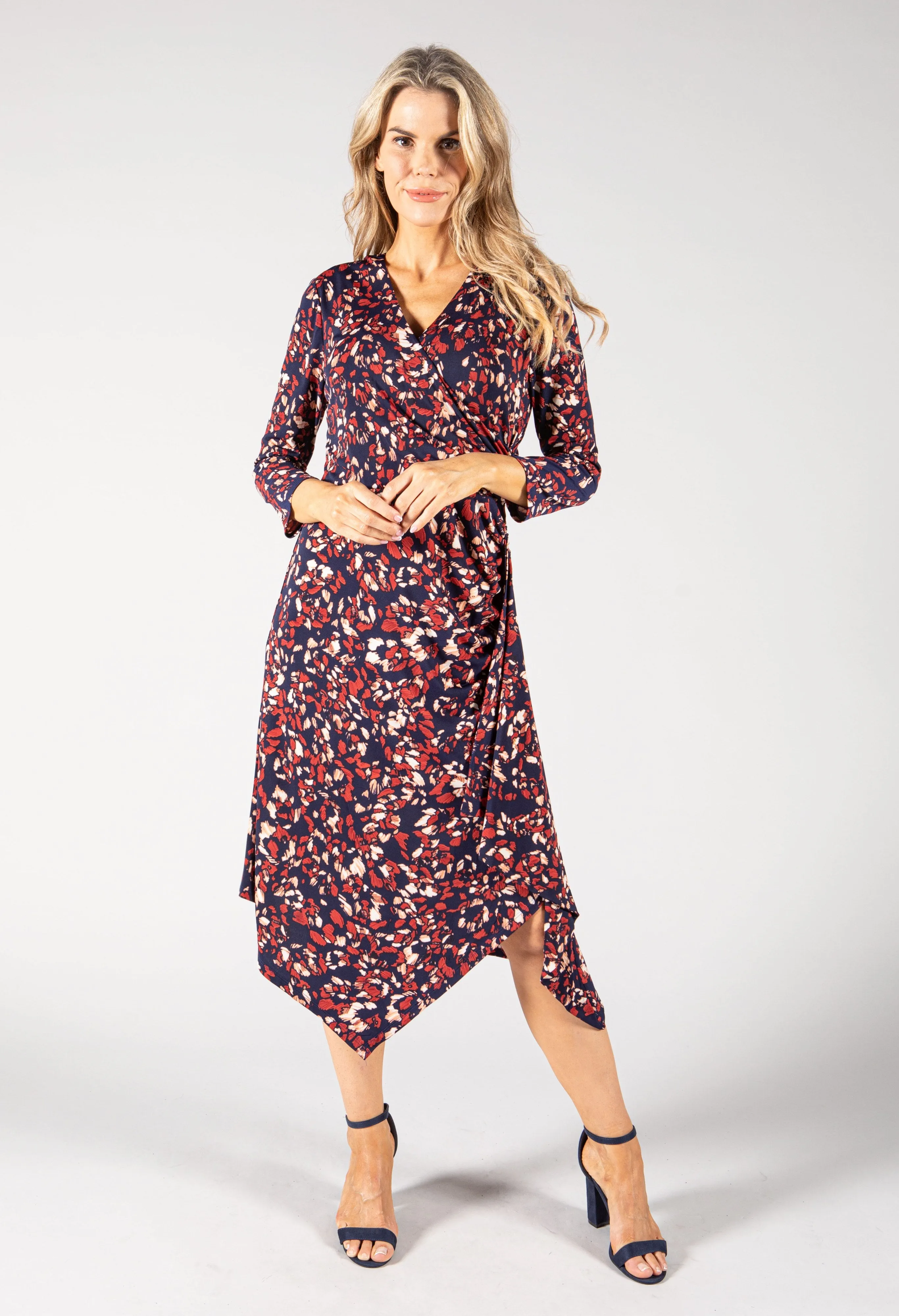 Printed Midi Wrap Dress