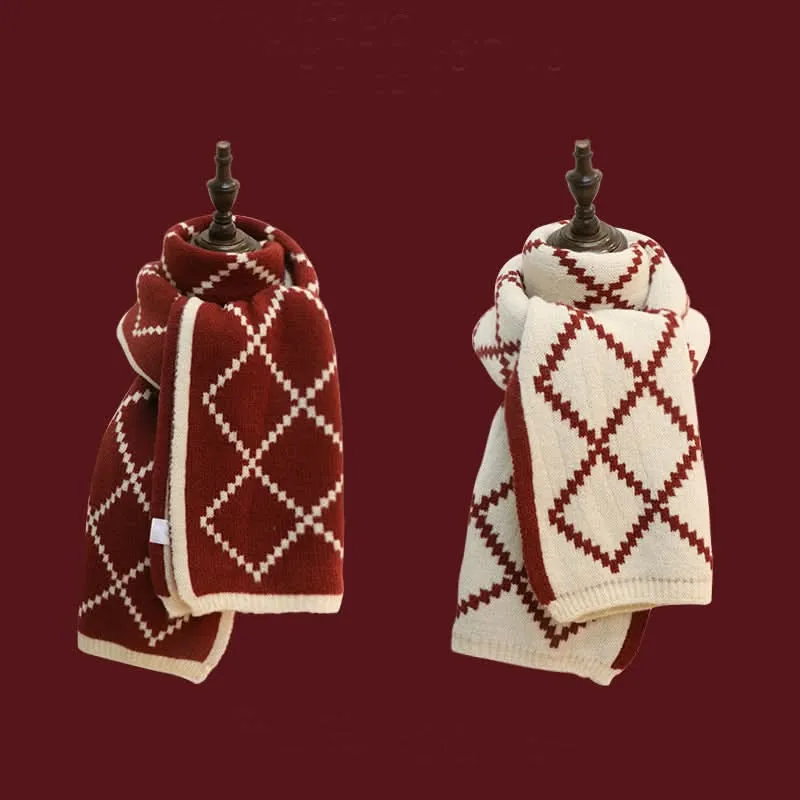 Reversible Korean Knitted Wool Scarf for Women - Warm Winter
