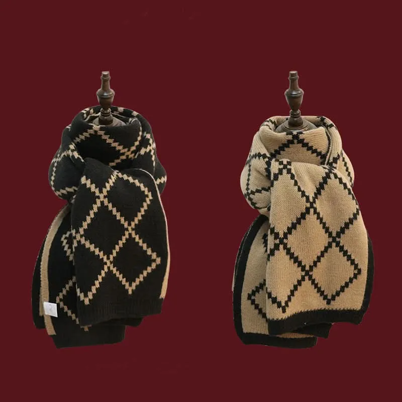 Reversible Korean Knitted Wool Scarf for Women - Warm Winter
