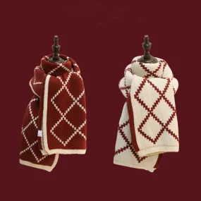 Reversible Korean Knitted Wool Scarf for Women - Warm Winter
