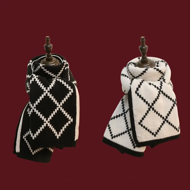 Reversible Korean Knitted Wool Scarf for Women - Warm Winter