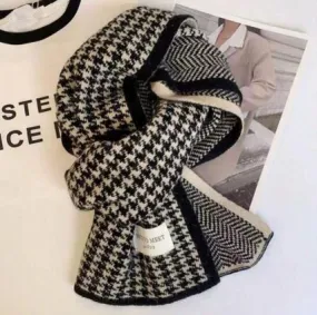 Shein 1pc Colorblock Houndstooth Check Pattern Square Knit Scarf  