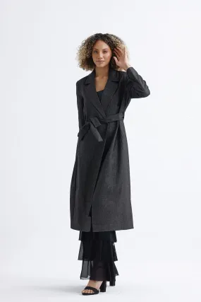 SNS Sense Anthracite Lined Long Patterned Trench Coat - Miramar