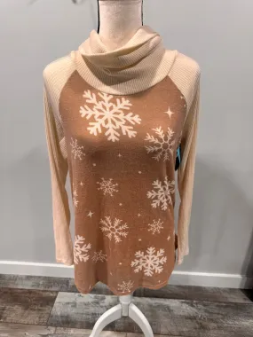 Taupe Snowflake Turtleneck