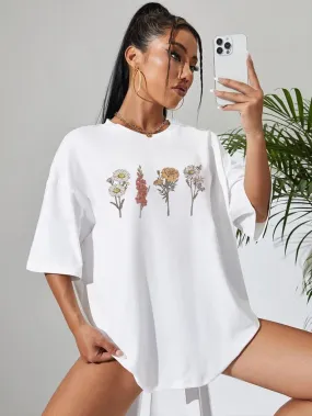 VINTAGE WILD FLOWER Printed Womens Drop Shoulder T-shirt Legacy Boutiques Bangladesh