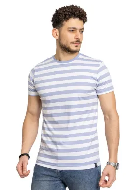 W-Lavander Striped Round T-Shirt2