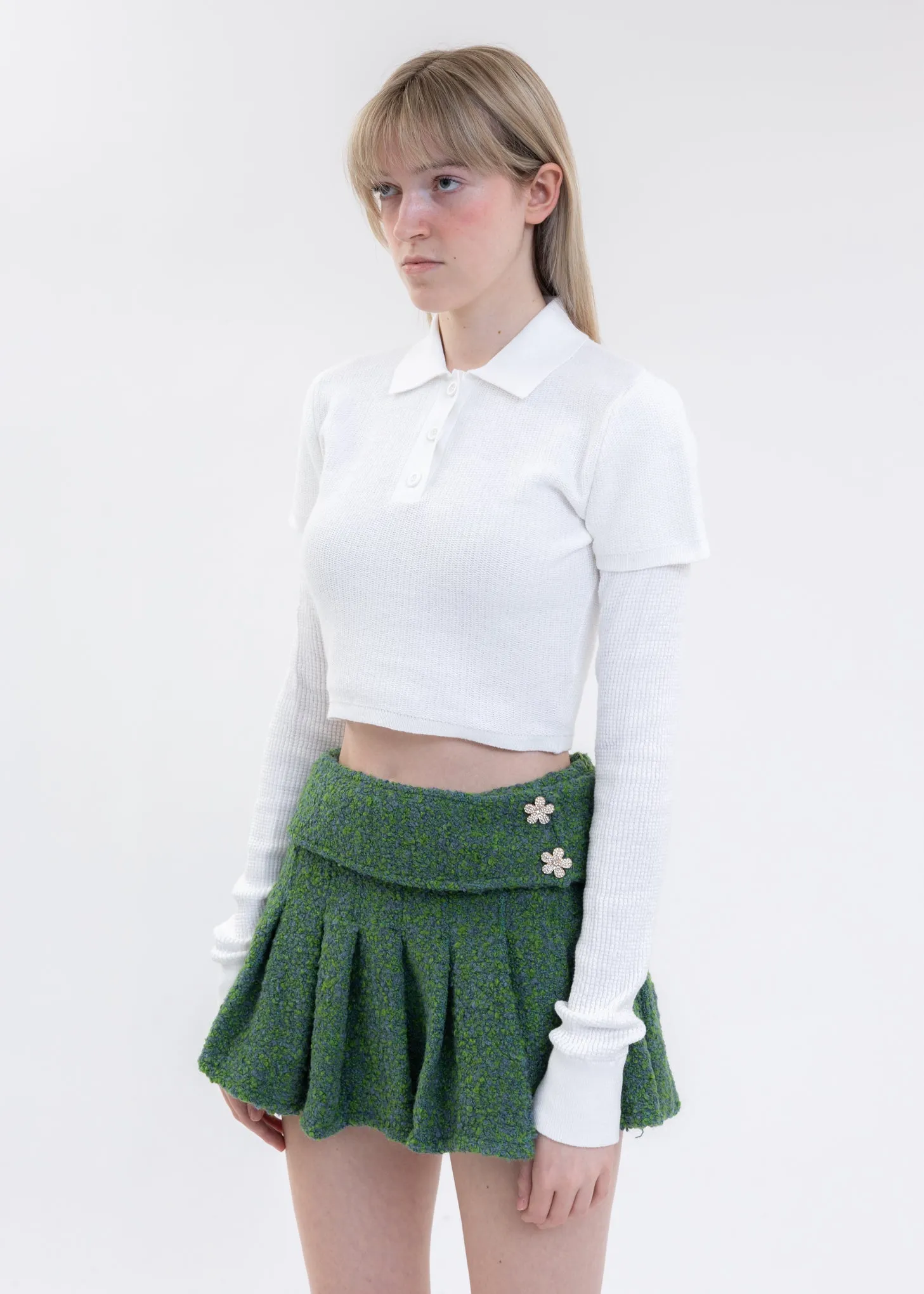 White Layered Thermal Long Sleeve Polo