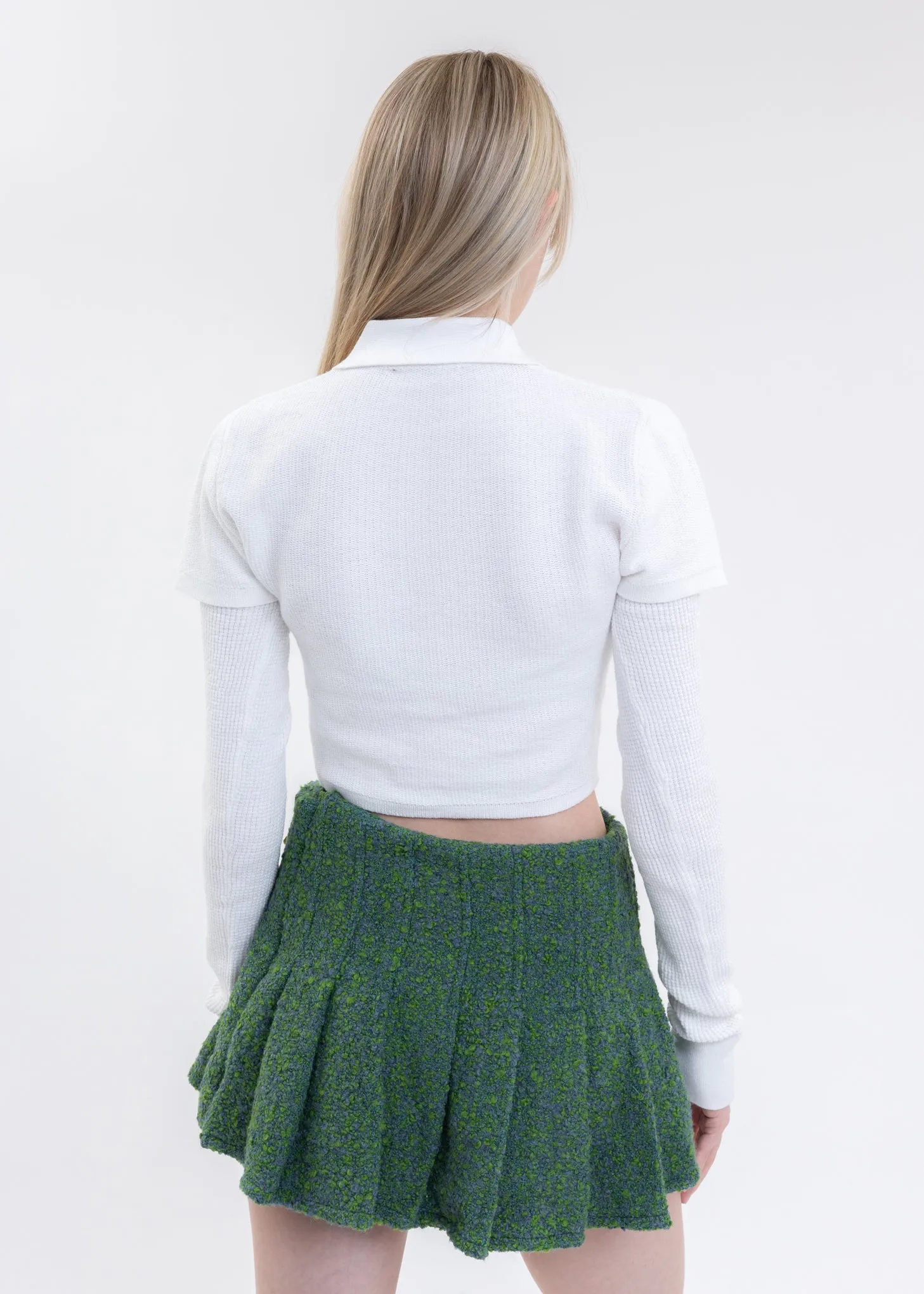 White Layered Thermal Long Sleeve Polo