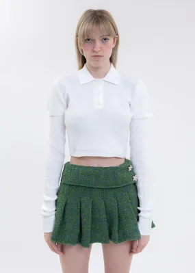 White Layered Thermal Long Sleeve Polo