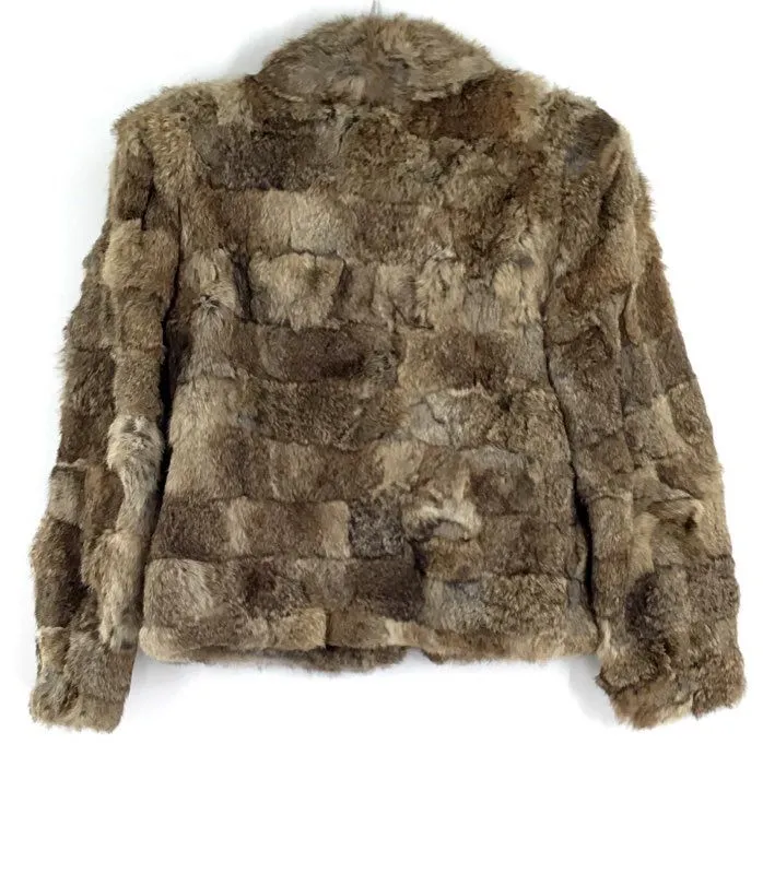 Women's Brown Rabbit Fur Coat - Size L