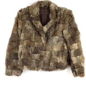 Women's Brown Rabbit Fur Coat - Size L