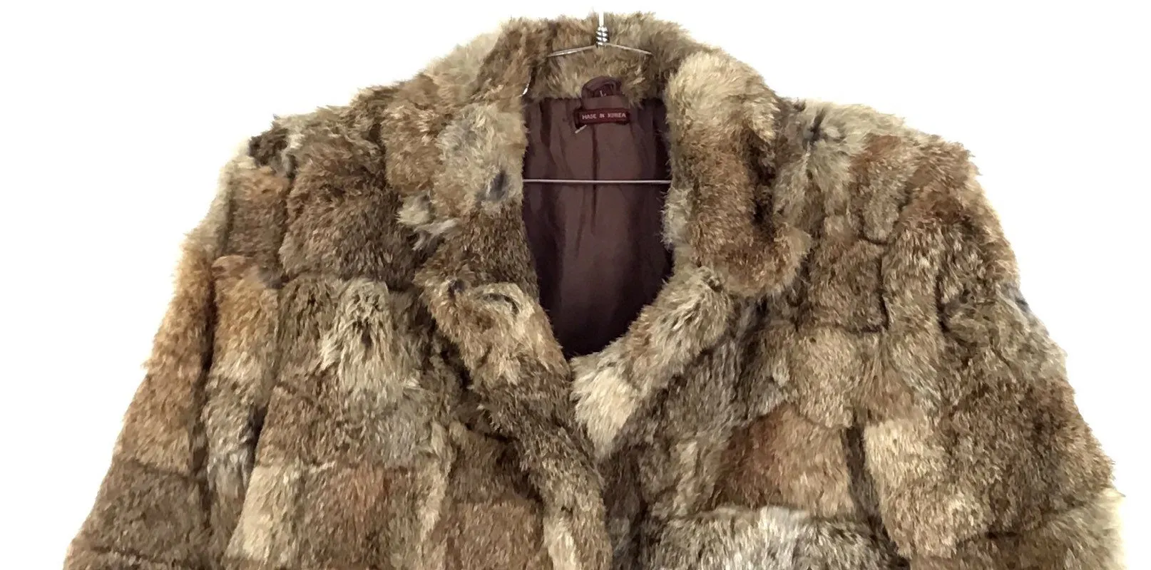 Women's Brown Rabbit Fur Coat - Size L